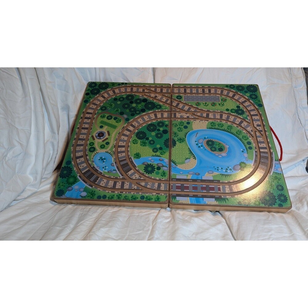 USED Melissa & Doug Take-Along Railroad Portable Tabletop Wooden Playset LP